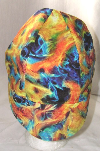 Yellow Blue Flames Welder Cap